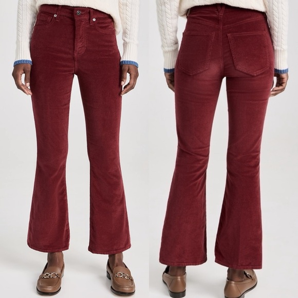 Veronica Beard Carson Ankle High Rise Flare Leg Pants Red...